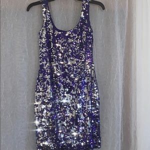 As U Wish purple and silver sequin dress
